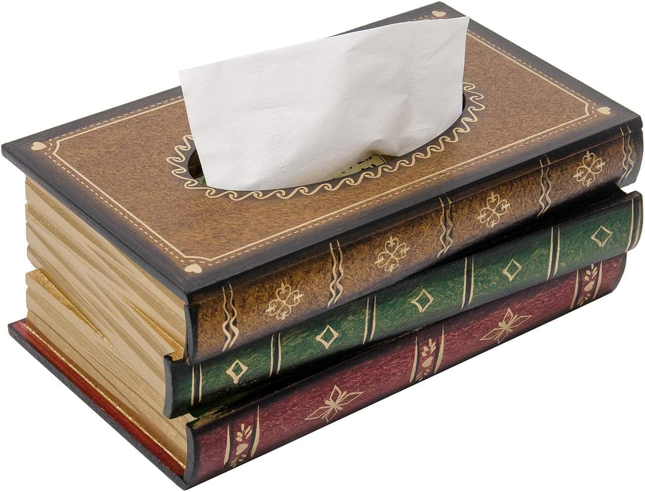 Wooden Antique Book Tissue Box
